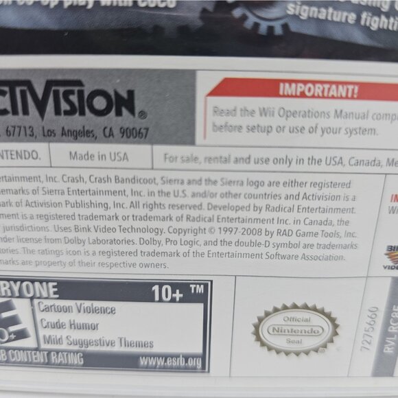 Crash Mind Over Mutant Video Game Complete w Manual (Nintendo Wii, 2008) - Picture 6 of 8